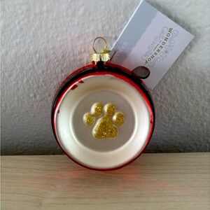 Target Glass Santa Belt Pet Bowl Glittered Paw Print Christmas Tree Ornament